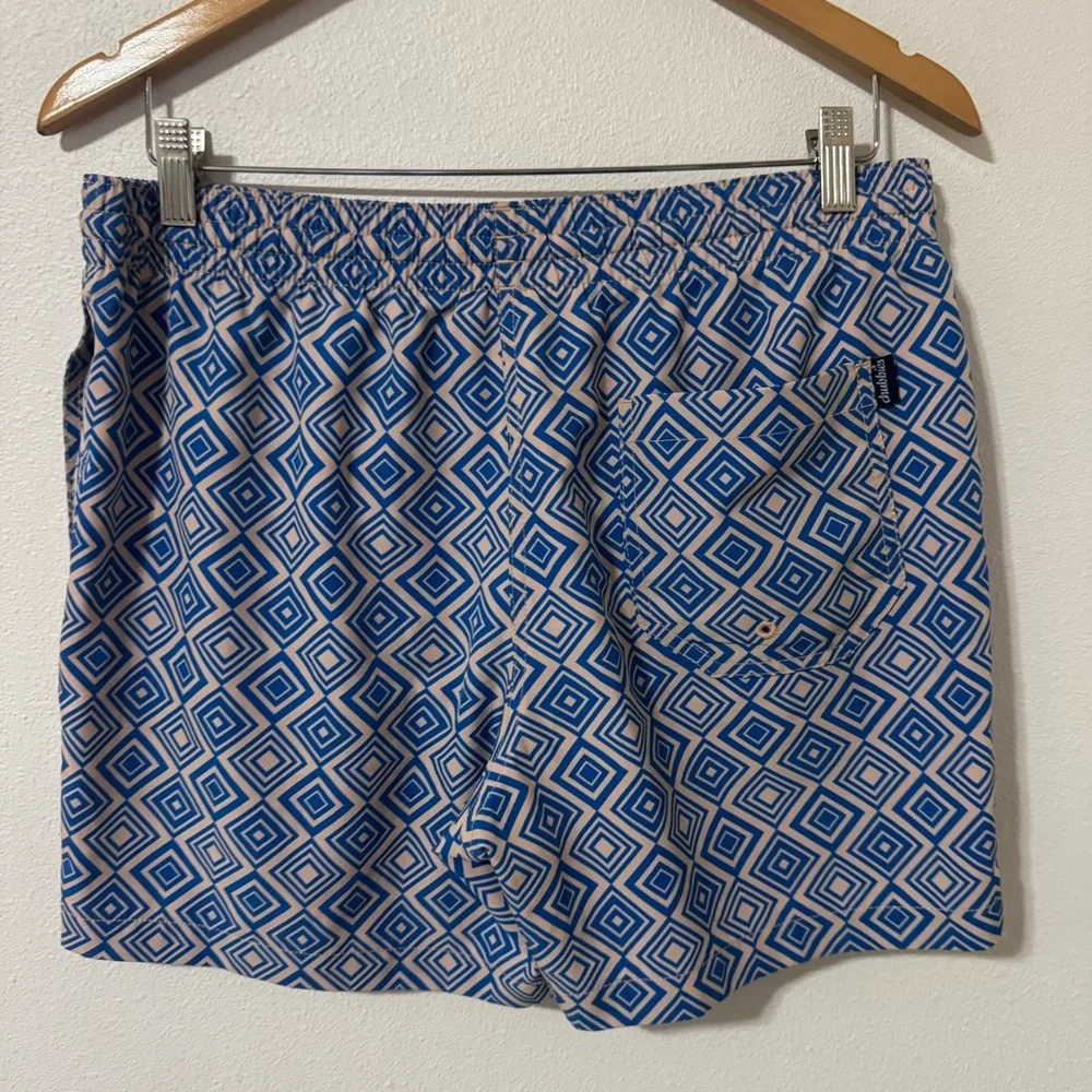 Chubbies Geometric Print 5.5” Swim Trunks Blue Pink Lined Beach-Medium